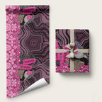 Australia Indigenous Wrapping Paper Breast Cancer Pink Robin Bottlebrush Aboriginal Art - Aussie Hoodie