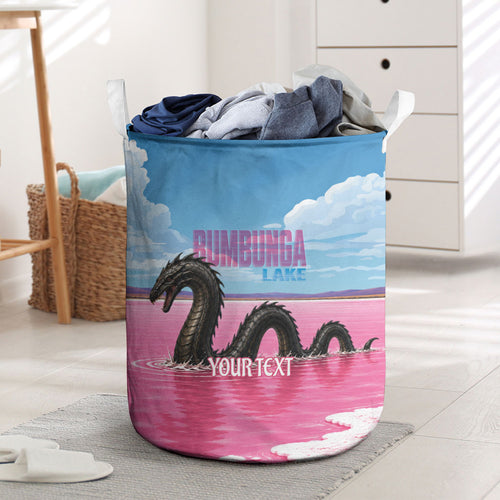 Personalised Bumbunga Lake Australia Laundry Basket Pink Salt Lake Loch-eel Monster