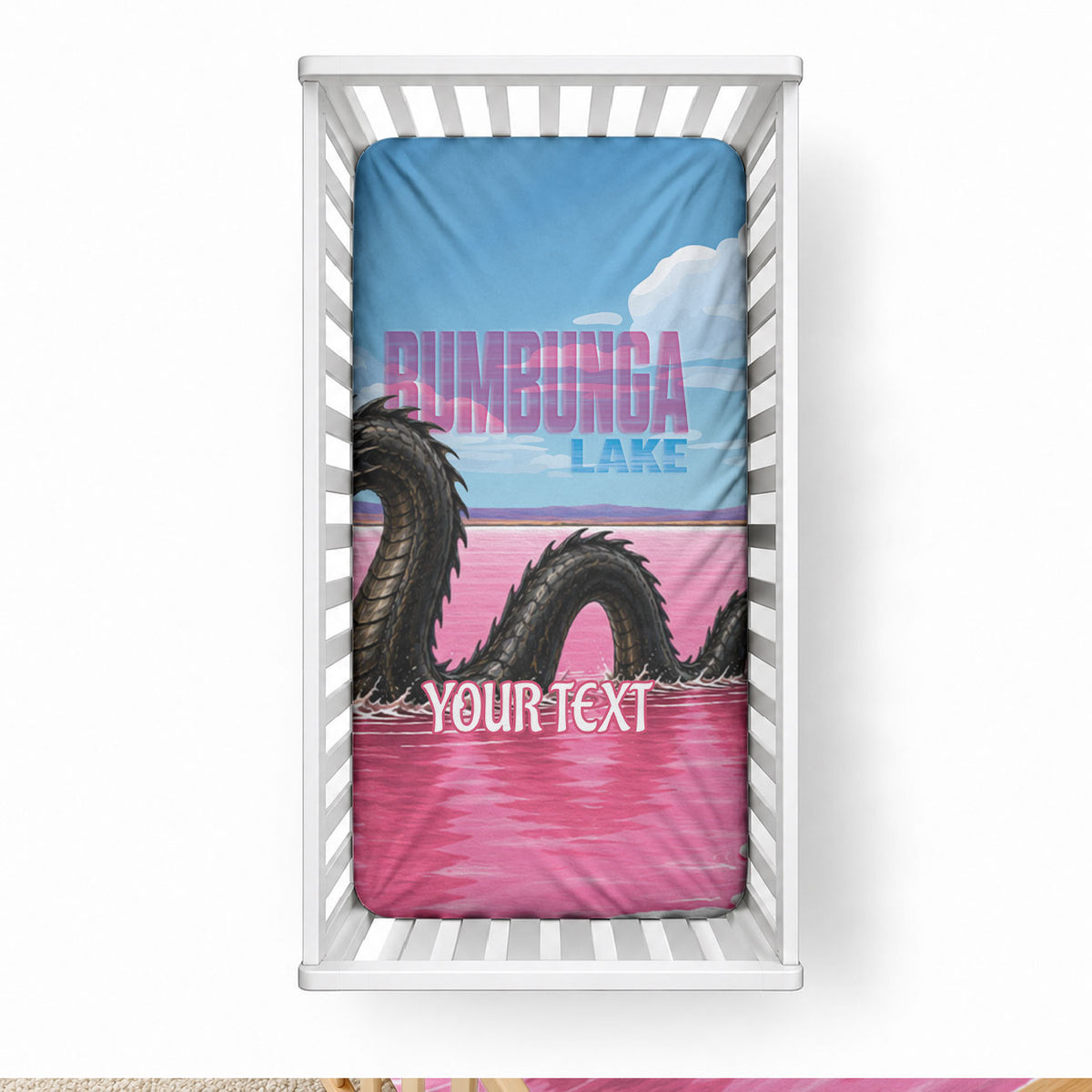 Personalised Bumbunga Lake Australia Baby Bed Cover Pink Salt Lake Loch-eel Monster