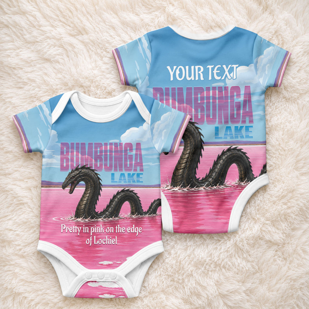 Personalised Bumbunga Lake Australia Baby Onesie Pink Salt Lake Loch-eel Monster