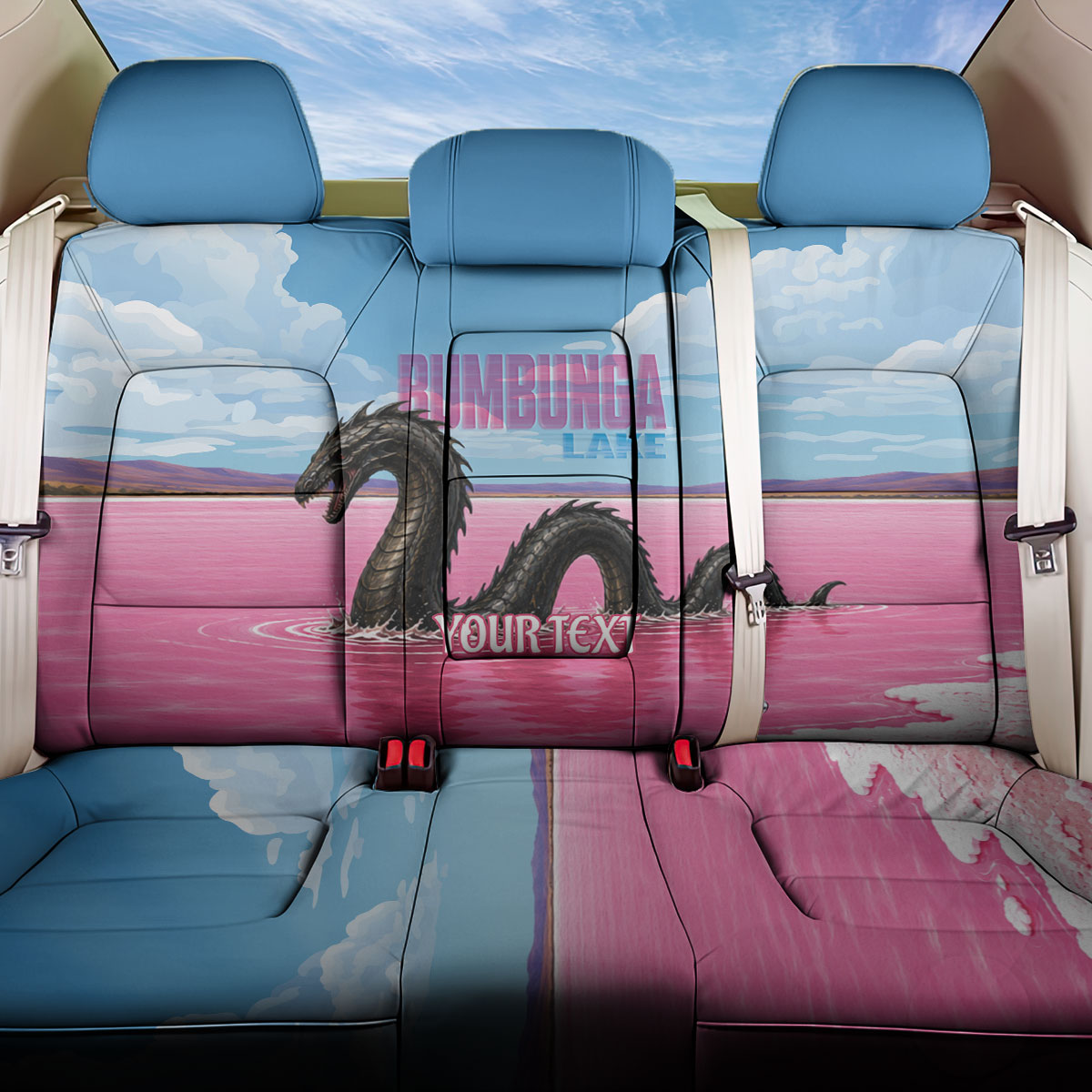 Personalised Bumbunga Lake Australia Back Car Seat Cover Pink Salt Lake Loch-eel Monster