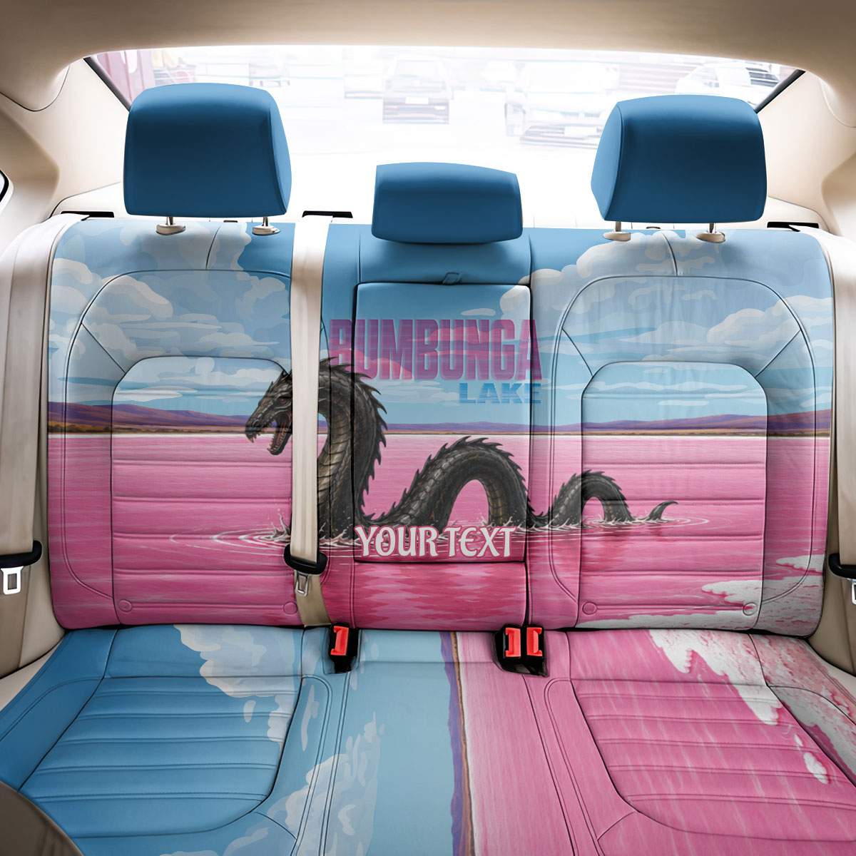 Personalised Bumbunga Lake Australia Back Car Seat Cover Pink Salt Lake Loch-eel Monster