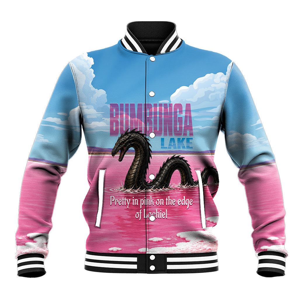 Personalised Bumbunga Lake Australia Baseball Jacket Pink Salt Lake Loch-eel Monster