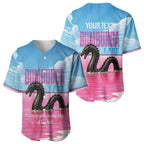 Personalised Bumbunga Lake Australia Baseball Jersey Pink Salt Lake Loch-eel Monster