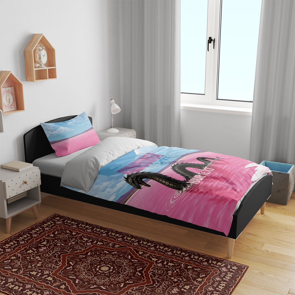 Personalised Bumbunga Lake Australia Bedding Set Pink Salt Lake Loch-eel Monster