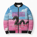 Personalised Bumbunga Lake Australia Bomber Puffer Jacket Pink Salt Lake Loch-eel Monster