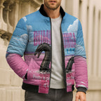 Personalised Bumbunga Lake Australia Bomber Puffer Jacket Pink Salt Lake Loch-eel Monster