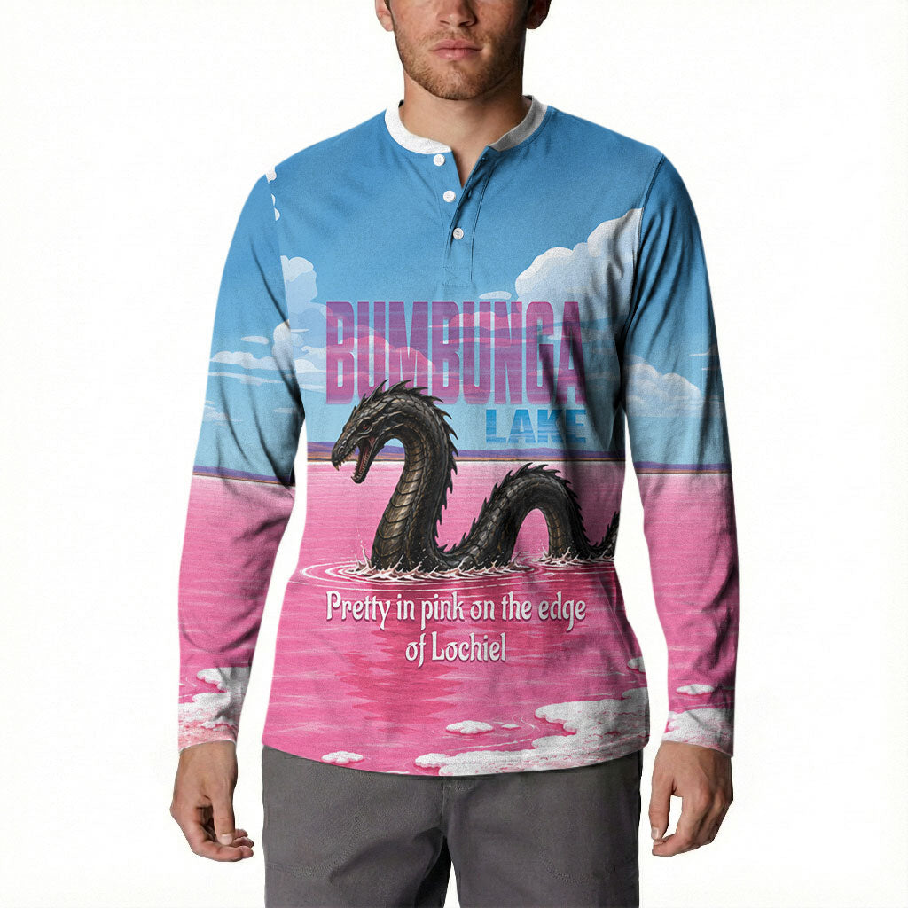 Personalised Bumbunga Lake Australia Button Sweatshirt Pink Salt Lake Loch-eel Monster
