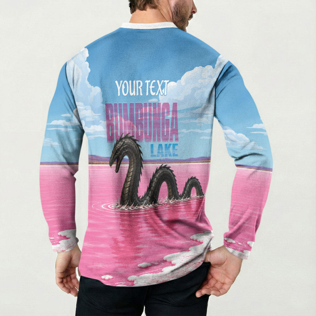 Personalised Bumbunga Lake Australia Button Sweatshirt Pink Salt Lake Loch-eel Monster