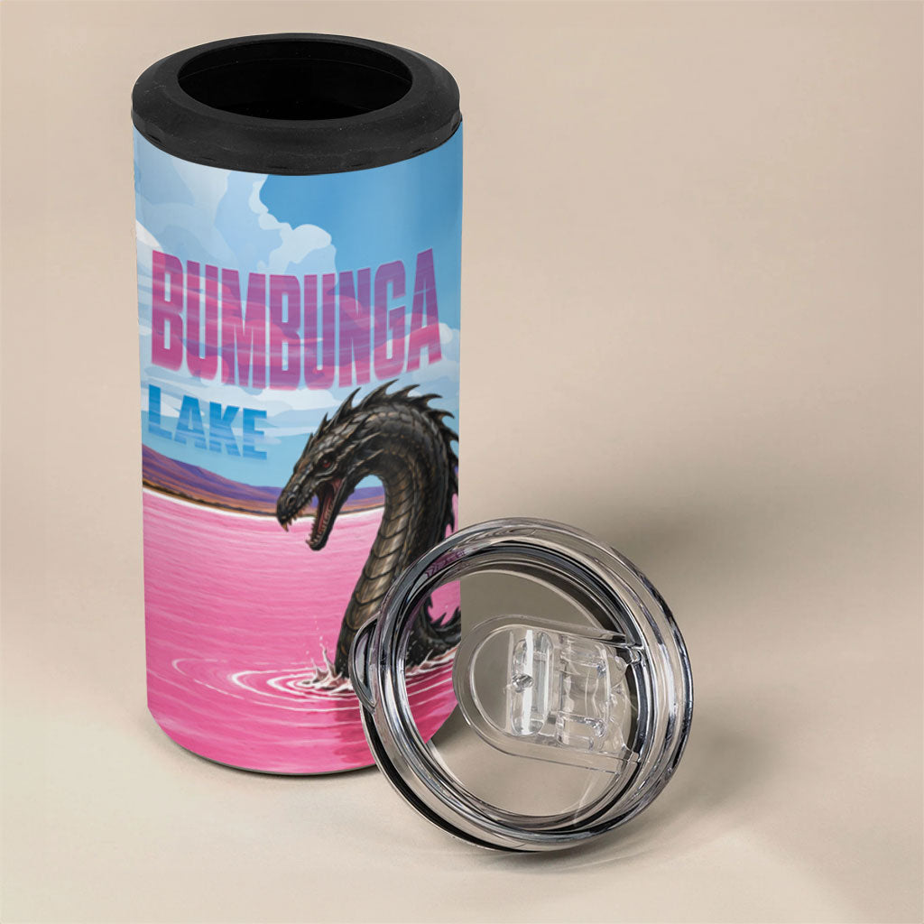 Personalised Bumbunga Lake Australia 4 in 1 Can Cooler Tumbler Pink Salt Lake Loch-eel Monster