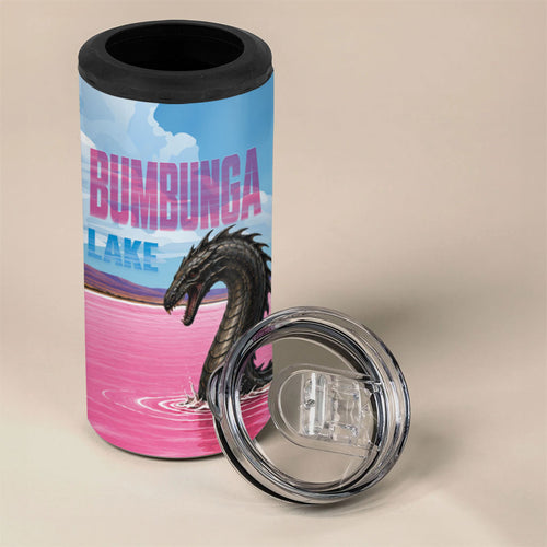 Personalised Bumbunga Lake Australia 4 in 1 Can Cooler Tumbler Pink Salt Lake Loch-eel Monster