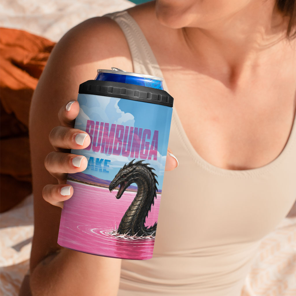 Personalised Bumbunga Lake Australia 4 in 1 Can Cooler Tumbler Pink Salt Lake Loch-eel Monster