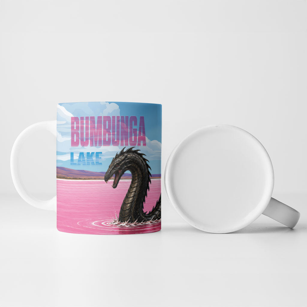 Personalised Bumbunga Lake Australia Ceramic Mug Pink Salt Lake Loch-eel Monster