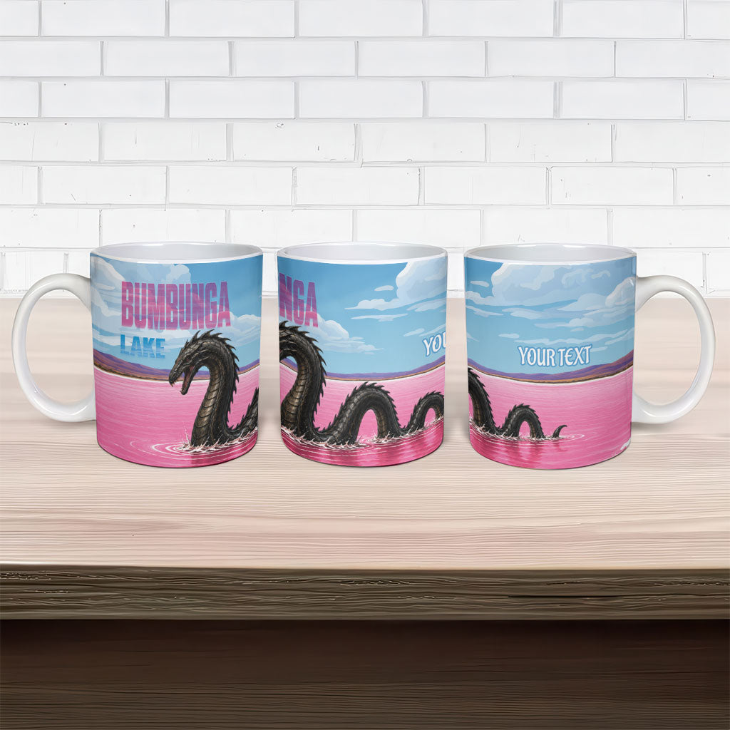 Personalised Bumbunga Lake Australia Ceramic Mug Pink Salt Lake Loch-eel Monster