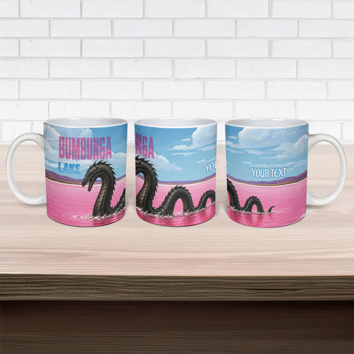 Personalised Bumbunga Lake Australia Ceramic Mug Pink Salt Lake Loch-eel Monster