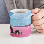 Personalised Bumbunga Lake Australia Ceramic Mug Pink Salt Lake Loch-eel Monster
