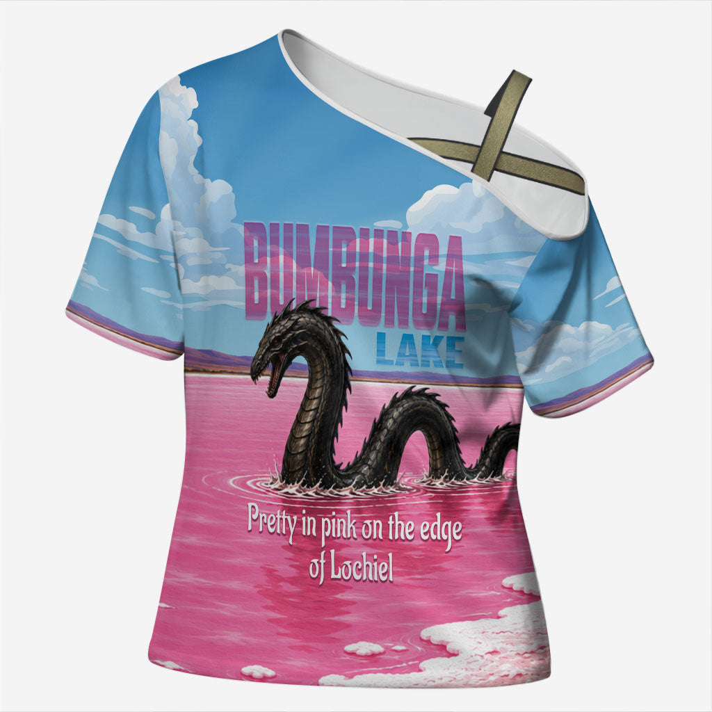 Personalised Bumbunga Lake Australia Cross Shoulder Shirt Pink Salt Lake Loch-eel Monster