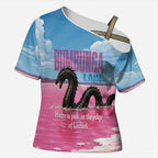 Personalised Bumbunga Lake Australia Cross Shoulder Shirt Pink Salt Lake Loch-eel Monster