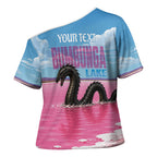 Personalised Bumbunga Lake Australia Cross Shoulder Shirt Pink Salt Lake Loch-eel Monster