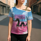 Personalised Bumbunga Lake Australia Cross Shoulder Shirt Pink Salt Lake Loch-eel Monster