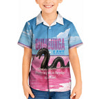 Personalised Bumbunga Lake Australia Kid Hawaiian Shirt Pink Salt Lake Loch-eel Monster
