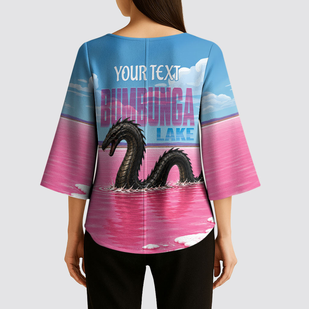 Personalised Bumbunga Lake Australia Kimono Sleeve Blouse Pink Salt Lake Loch-eel Monster