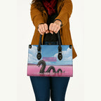 Personalised Bumbunga Lake Australia Leather Bag Pink Salt Lake Loch-eel Monster