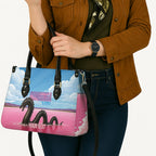 Personalised Bumbunga Lake Australia Leather Bag Pink Salt Lake Loch-eel Monster