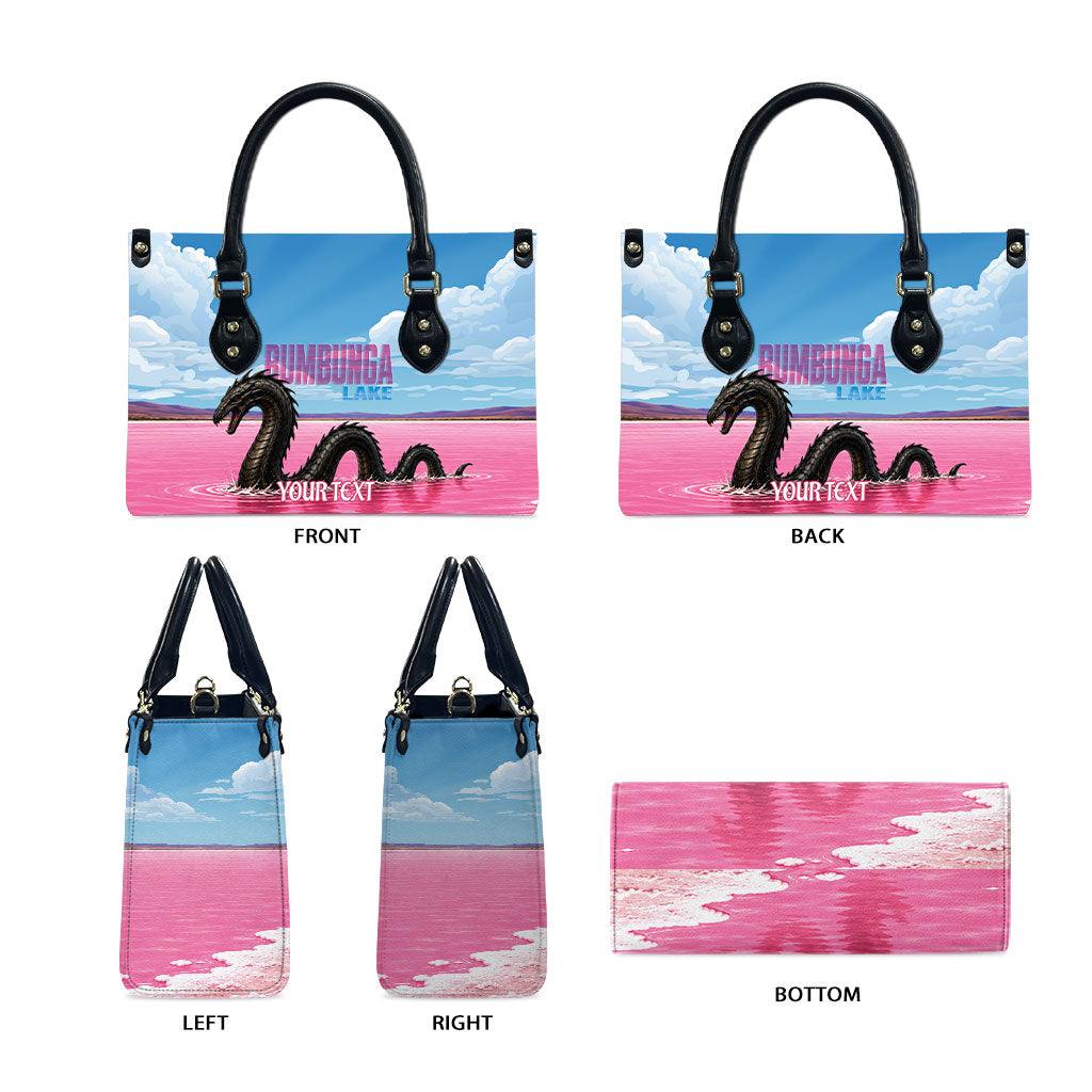 Personalised Bumbunga Lake Australia Leather Bag Pink Salt Lake Loch-eel Monster
