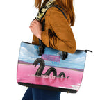 Personalised Bumbunga Lake Australia Leather Tote Bag Pink Salt Lake Loch-eel Monster