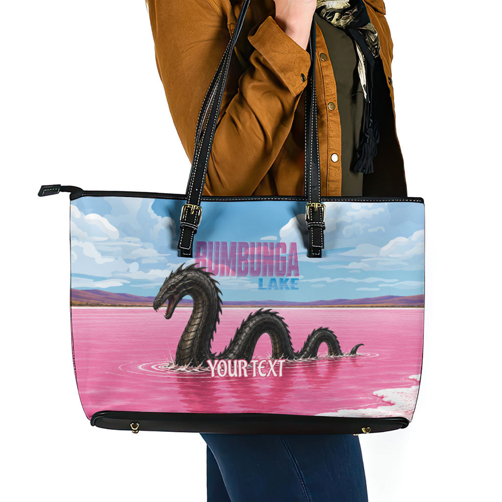 Personalised Bumbunga Lake Australia Leather Tote Bag Pink Salt Lake Loch-eel Monster