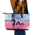 Personalised Bumbunga Lake Australia Leather Tote Bag Pink Salt Lake Loch-eel Monster