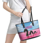 Personalised Bumbunga Lake Australia Leather Tote Bag Pink Salt Lake Loch-eel Monster