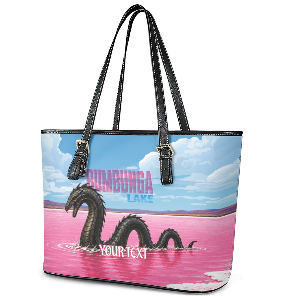 Personalised Bumbunga Lake Australia Leather Tote Bag Pink Salt Lake Loch-eel Monster