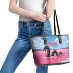 Personalised Bumbunga Lake Australia Leather Tote Bag Pink Salt Lake Loch-eel Monster