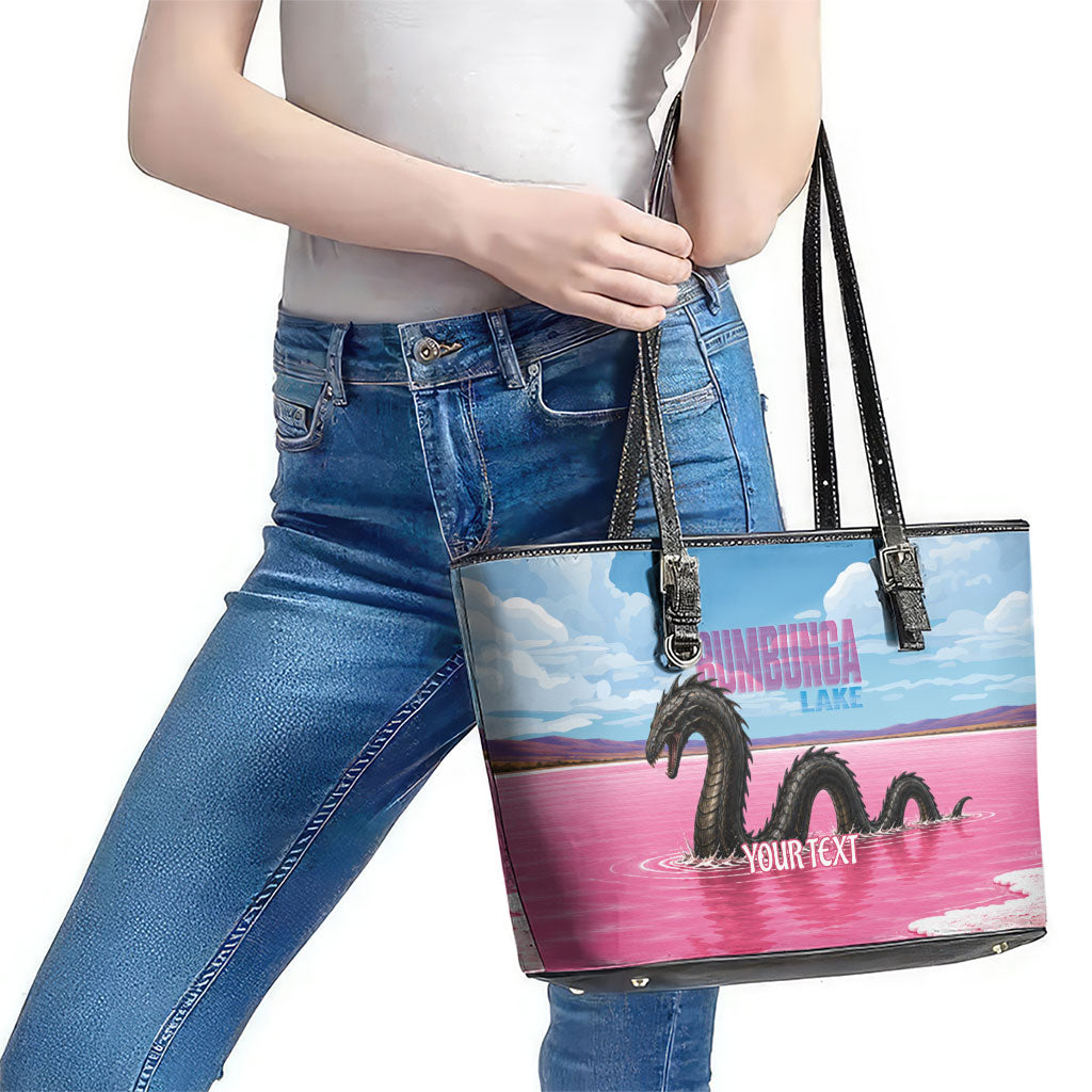 Personalised Bumbunga Lake Australia Leather Tote Bag Pink Salt Lake Loch-eel Monster