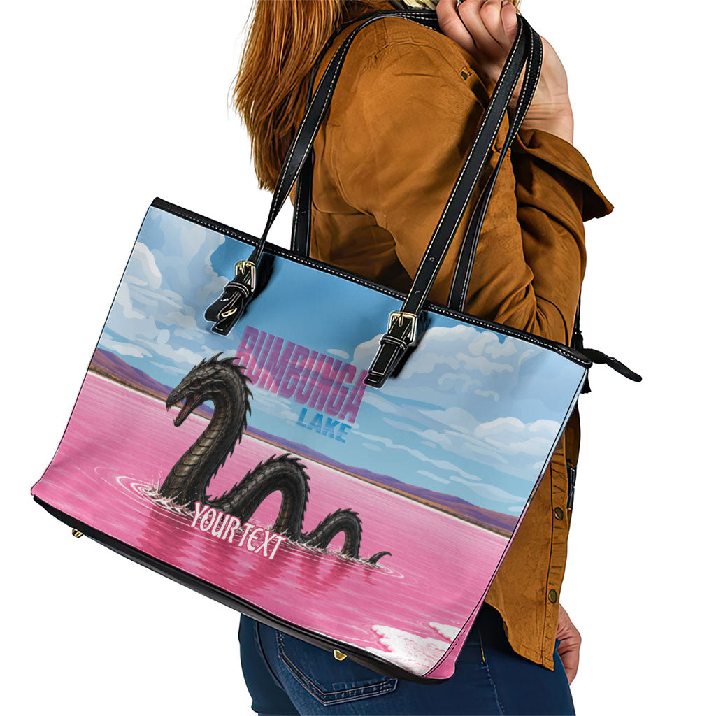 Personalised Bumbunga Lake Australia Leather Tote Bag Pink Salt Lake Loch-eel Monster
