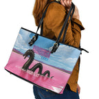 Personalised Bumbunga Lake Australia Leather Tote Bag Pink Salt Lake Loch-eel Monster