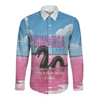 Personalised Bumbunga Lake Australia Long Sleeve Button Shirt Pink Salt Lake Loch-eel Monster