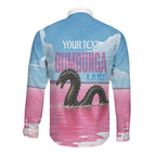 Personalised Bumbunga Lake Australia Long Sleeve Button Shirt Pink Salt Lake Loch-eel Monster