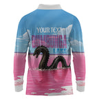 Personalised Bumbunga Lake Australia Long Sleeve Polo Shirt Pink Salt Lake Loch-eel Monster