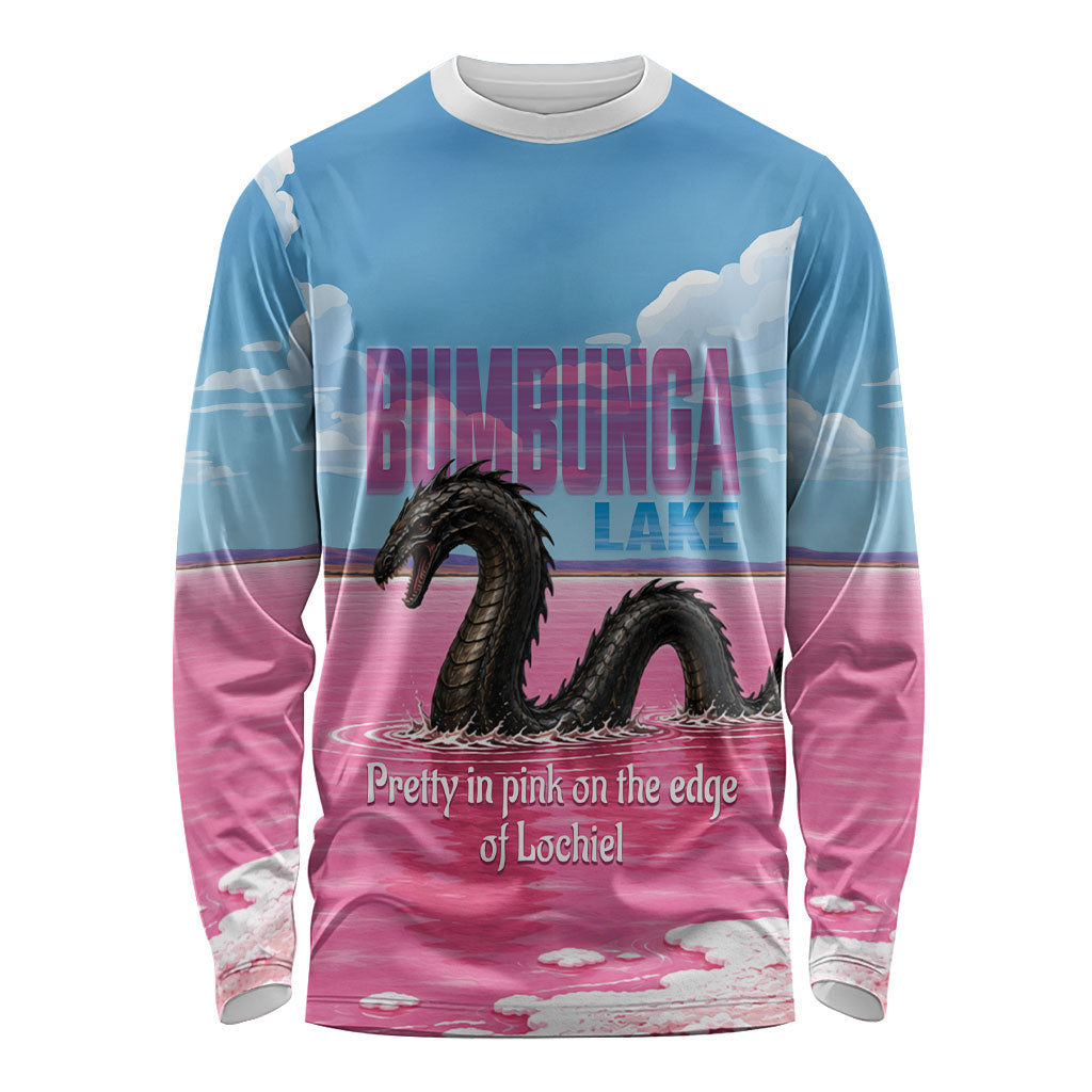 Personalised Bumbunga Lake Australia Long Sleeve Shirt Pink Salt Lake Loch-eel Monster