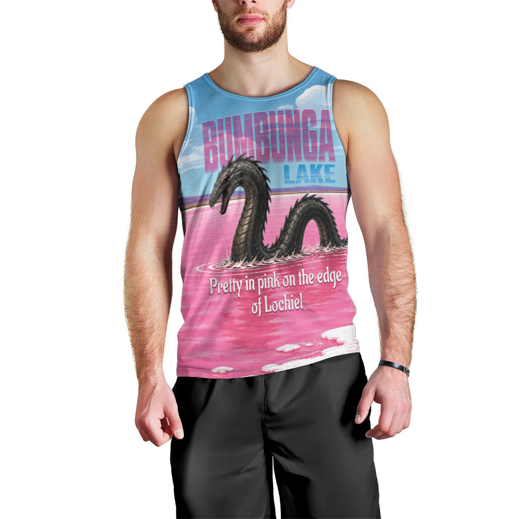 Personalised Bumbunga Lake Australia Men Tank Top Pink Salt Lake Loch-eel Monster