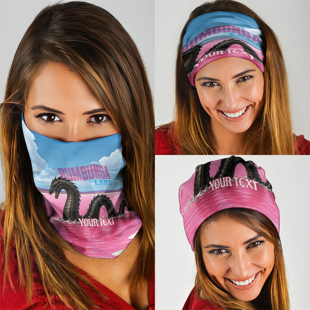 Personalised Bumbunga Lake Australia Neck Gaiter Pink Salt Lake Loch-eel Monster