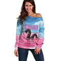 Personalised Bumbunga Lake Australia Off Shoulder Sweater Pink Salt Lake Loch-eel Monster