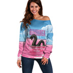 Personalised Bumbunga Lake Australia Off Shoulder Sweater Pink Salt Lake Loch-eel Monster