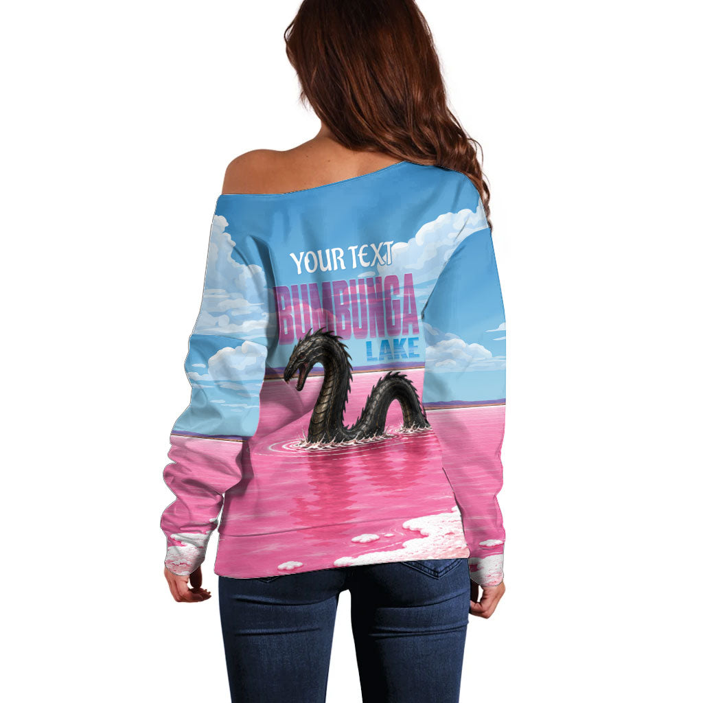 Personalised Bumbunga Lake Australia Off Shoulder Sweater Pink Salt Lake Loch-eel Monster