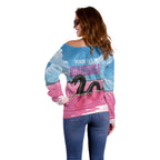 Personalised Bumbunga Lake Australia Off Shoulder Sweater Pink Salt Lake Loch-eel Monster