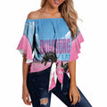 Personalised Bumbunga Lake Australia Off Shoulder Wrap Waist Top Pink Salt Lake Loch-eel Monster