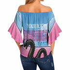Personalised Bumbunga Lake Australia Off Shoulder Wrap Waist Top Pink Salt Lake Loch-eel Monster